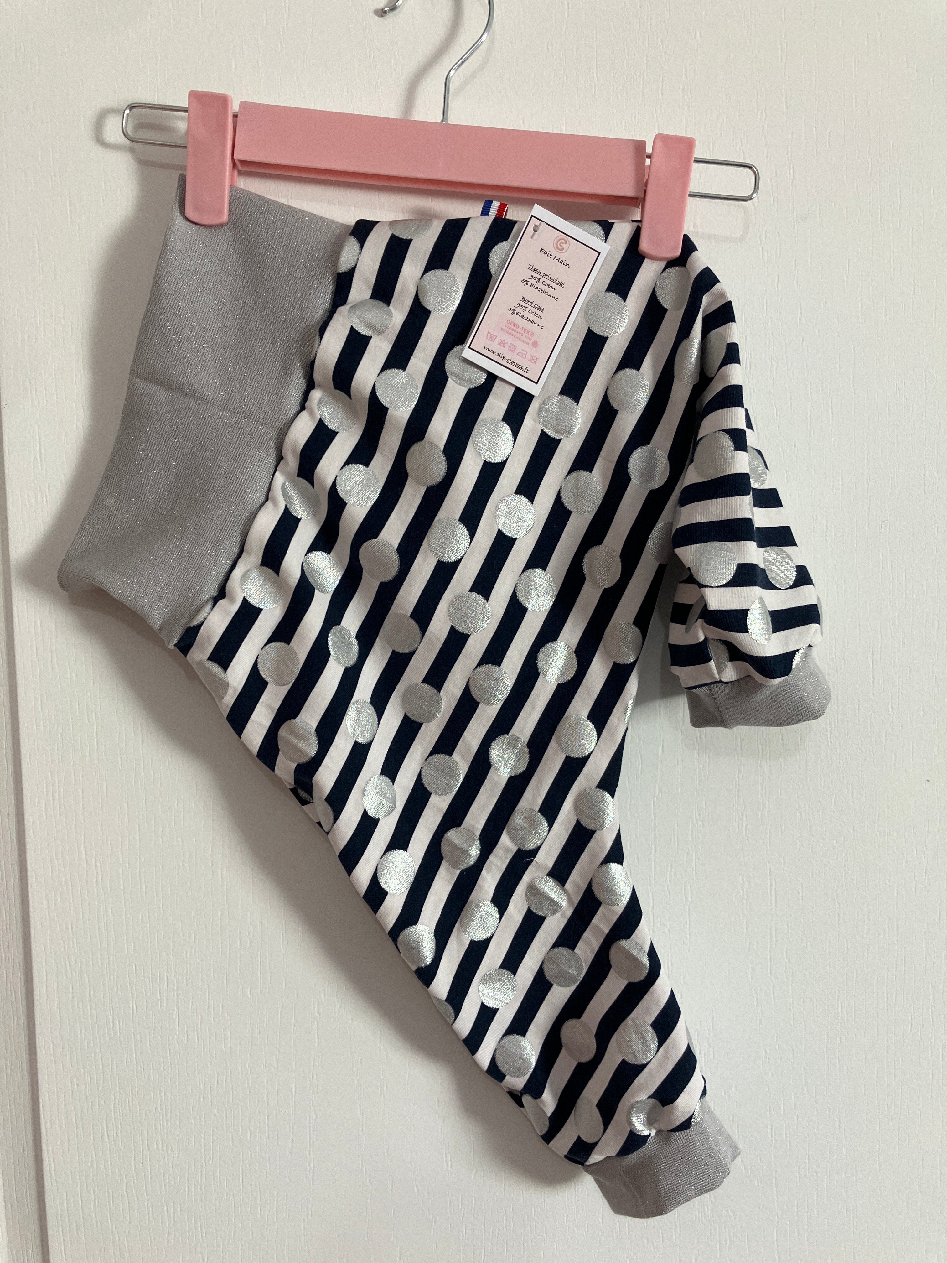 Sarouel marine gris paillettes