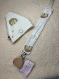 Ensemble cloche + attache tétine hérisson assortis