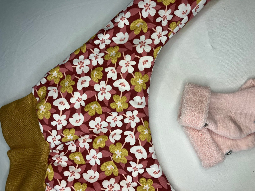 Sarouel fleuri rose et doré